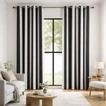 Bohomocasa And White Vertical Stripe Blackout Curtains, Modern Minimalist New. Price: $82.80.