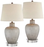 Glenn Rustic Table Lamps Set Of With Round Risers 28 1/2" Tall Gray Bedroom New. Price: $299.97.