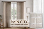 Rain City Linen Pinch Pleat Sheer Curtains 2 Panels 50X78 Natural Beige New. Price: $54.49.