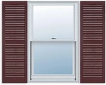 Exterior Solutions Standard Louver Vinyl Window Shutters, Burgundy (pai New. Price: $55.00.