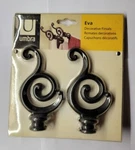 Umbra Eva Decorative Finials Black Curtain Rod Endcap New. Price: $20.69.