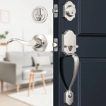 Brightify Satin Nickel Front Door Lock Set, Entry Handle With Deadbolt, New. Price: $80.99.