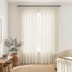 Shineland 98 Pinch Pleated Linen Curtains, Light Filtering Semi-sheer Panel New. Price: $37.34.