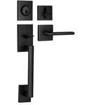 Handleset Front Door Entry Deadbolt Lock Slim Square Iron Black Berlin New. Price: $179.99.