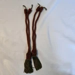 Curtain Tiebacks Brown V-cord Braided Rope Green Tassels 2 Pack New. Price: $9.99.