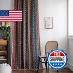 Vogol Boho Striped Curtains With Tassels, Semi Blackout Faux Linen Drapes For New. Price: $87.74.
