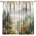Forest Blackout Curtain Kitchen, Mountain Nature Tree Woodland Rod... New. Price: $56.53.