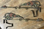 2 Antique Cast Iron Metal Curtain 18" Swing Arm Rod & Bracket Set Rose Flowers. Price: $99.99.