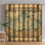 Jekeno World Map Blackout Curtains Vintage Print Grommet Window Dra... New. Price: $74.10.