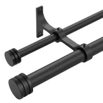 72-144 Inch Matte Black Double Curtain Rods With Aluminum End Cap & Brackets New. Price: $73.22.