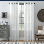 Archaeo Semi Sheer Slub Linen Grommet Curtain One Panel White 52"W X63"L New. Price: $12.95.