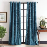 Martha Stewart Sherwood Velvet Grommet Window Curtain Panel Pair, 84", Teal New. Price: $125.29.