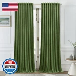 Timeper Moss Green Velvet Curtains - Room Darkening Panels Back Tab New. Price: $47.17.