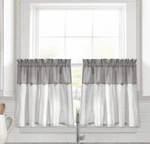 Lush Decor Linen Button Farmhouse Kitchen Tier Curtain Set Pair 29" W X 24" Open. Price: $19.99.