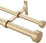 Kemmie Heavy Duty Double Curtain Rods Cylindrical Cap Finial 72"-144" Light Gold Open. Price: $39.99.