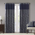 Navy Paisley Jacquard Rod Pocket Curtains, Room Darkening, 2-PACK 50X108 New. Price: $114.99.
