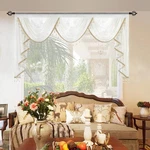 Elegant Extra Wide Waterfall Valance With Beaded Tassels, 79" 43" New. Price: $136.99.