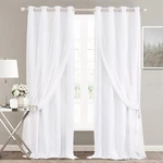Winter White Short Curtains With Sheer - Voile Drapes The... New. Price: $86.19.