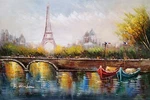 Eiffel Tower By Seine River #2, 24X36 -100% Hand Painted Oil Painting On Canvas New. Price: $49.99.