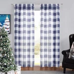 Ronaldecor Navy Blue Rustic Semi Sheer Christmas Window Curtain Drapes Rod Po... New. Price: $29.99.