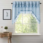Annie Buffalo Blue Check Ruffled Swag Set Country Cottage Vhc Brands New. Price: $34.81.