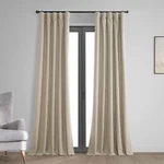 Exclusive Fabrics & Furnishings Light Tan Blackout Curtain Pair 50 W 108 Open. Price: $44.99.