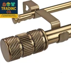 1-1/8 Inch Diameter Antique Gold Curtain Rods With Knurl Design Finial, 72-144 New. Price: $79.99.