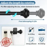 Authandis Black Curtain Rod 30-60" Adjustable Renter Friendly Adhesive Mount New. Price: $27.99.