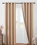 Joydeco Linen Blackout Curtain (1) For Bedroom 96 Inches Long Grommet Heavy Duty Open. Price: $17.50.