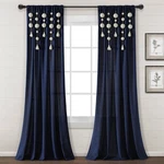 Lush Decor Boho Pom Tassel Linen Window Curtain Panel 84 X 52 Blue Open. Price: $34.10.