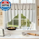 Aifmqq Farmhouse Boho Linen Button Arched Valance Curtains For Kitchen Window New. Price: $41.88.