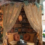 Macrame Curtain Boho Doorway Window 59"W X 75"L (pack Of 1), Khaki New. Price: $52.37.