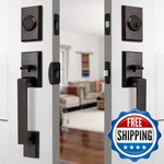 Moquin Double Front Door Lock Set Oil Rubbed Bronze Square Hardware New. Price: $179.30.