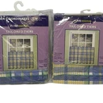 Vintage Home Essentials Holden Plaid Tailored Tiers Curtains Set Of 2 New Pkg Open. Price: $21.00.