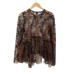Opening Ceremony Enamel Glitter Copper/black Sheer Top Size 6 Asymmetrical Pre-owned. Price: $34.99.