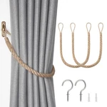 Niceec 2 Natural Curtain Tiebacks Boho Pack, Jute-rope New. Price: $10.19.