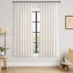 Joywell Natural Pinch Pleated Linen Curtains 60 Length For Small Kitchen New. Price: $73.19.