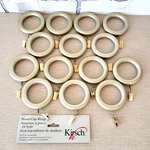 14 Kirsch Wood Clip Rings Satin Gold Curtain Drapery For 3/8" Pole 5602EG.894 Open. Price: $36.00.