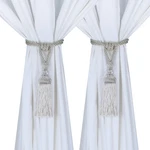 Bel Avenir 2 Curtain Hand-woven Tiebacks Crystal Holdbacks Pack, Beige New. Price: $23.99.