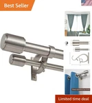 Double Curtain Rods Brushed Nickel, Drapery 36-72 Inch, Heavy Duty... New. Price: $68.83.