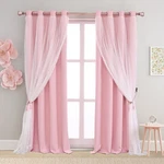 Sofjagetq Pink Blackout Curtains With Sheer Overlay, 2 Panels, Thermal Insula... New. Price: $57.38.
