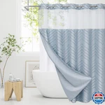 Craidlela No Hooks Boho Fog Blue Shower Curtain Set With Snap-in Liner, Farmhous New. Price: $46.84.