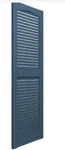 Builders Edge Louvered Vinyl Exterior Shutters Pair - Classic Blue New. Price: $42.99.