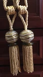 Curtain Tie Backs Gold Beaded Tassels Bejeweled Luxury Pair Large 24 Pier 1 Set Used. Price: $30.00.