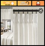 Nanspring Linen Pinch Pleated Curtains 96" 2 Panels White Semi Sheer New. Price: $51.99.