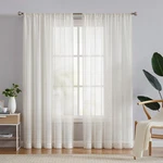 Fmfunctex Linen Sheer Curtains For Bedroom, Beige 84 Inches Long Open. Price: $30.95.