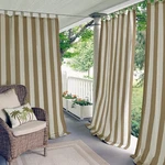 New Elrene Home Fashions Linen Beige Striped Rod Pocket Curtain Panel 84X50"W. Price: $15.00.