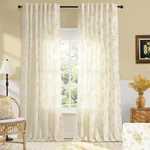 Light Yellow Floral Spring Curtains For Living Room, 84 Inch Semi Sheer Linen... New. Price: $52.14.