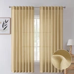 Tollpiz Beige Linen Cotton Back Tab Short Bedroom Semi Sheer Curtains... New. Price: $35.76.