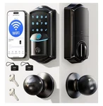Veise VE027-K Built-in Wifi Smart Lock With Knob, Fingerprint Keyless Open. Price: $83.99.